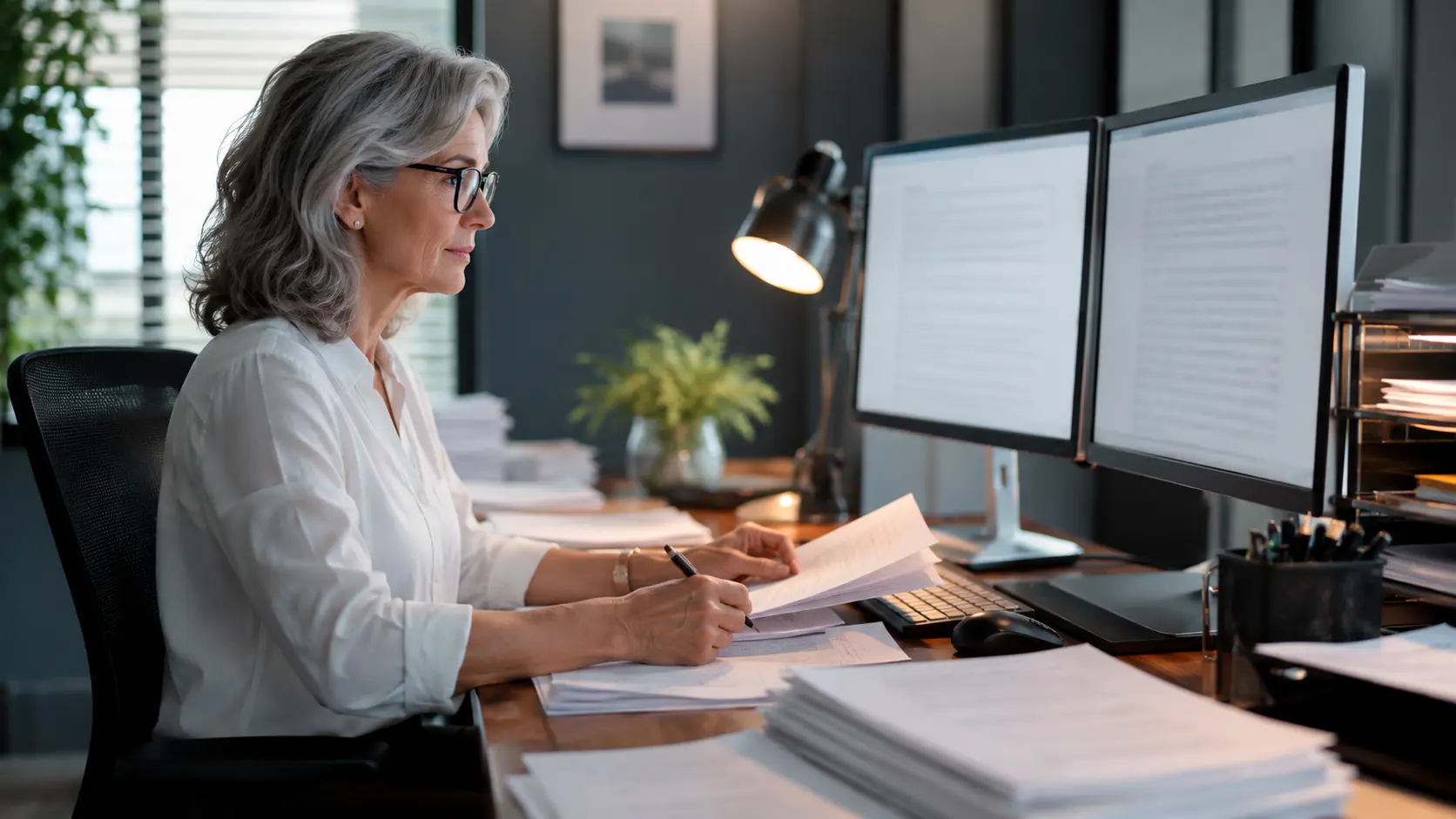Court reporting professional preparing an expedited legal transcript