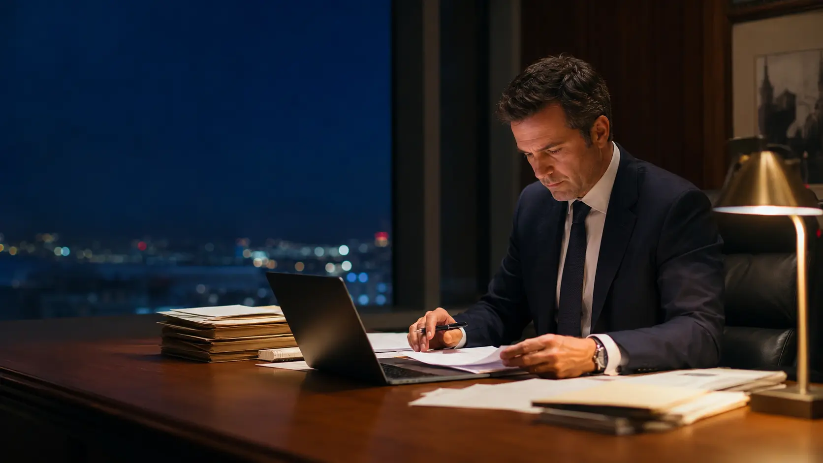 Attorney reviewing an early working transcript after a deposition